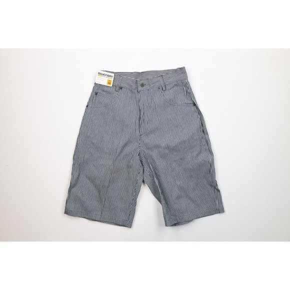 NOS Vintage 90s Streetwear Mens 32 Baggy Fit Hickory Striped Denim Jean Shorts